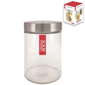 FRASCO VIDRIO 17CM TAPA ACERO 1200 ML- C. ROCK