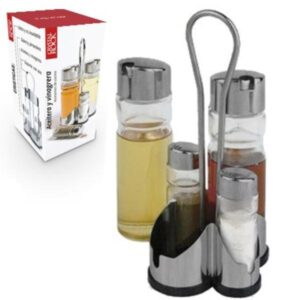 SET * 4 ACEITERA VIDRIO ACERO