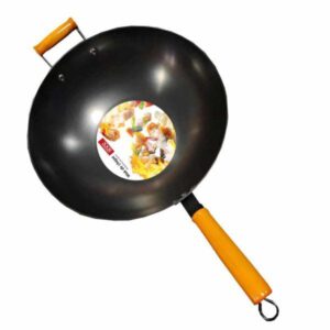 WOK CHAPA 36 CM REFORZADO C/DOBLE MANIJA DE MADERA C.ROCK