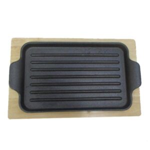 FUENTE RECT. C/ASAS HIERRO 31*17CM CON BASE MADERA 35*20CM C.ROCK